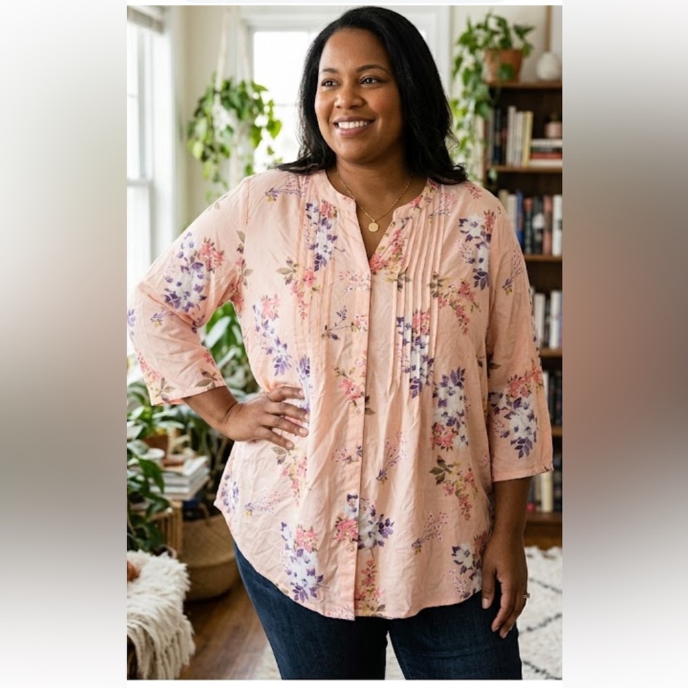 La Cera Floral Blush Women's Blouse